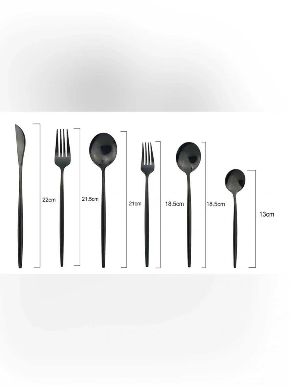 Mirrored Black 6-Piece Service Flatware Set - Sleek Modern Cutlery